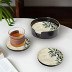 S Elegant Glass Coasters with Olive Design - Heat-resistant, Waterproof, Ideal for Home, Office, Cafe,... - House Of Avana [[SKU:HOA-TBL-400]]
