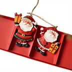 4pcs Festive Resin Santa and Snowman Ornaments - Red and Golden Decorations, Perfect for Holiday Party Decorations, Christmas Tree Ornaments, Plastic, No Electricity Needed, Christmas Decorations, Christmas Tree Decoration, C House Of Avana