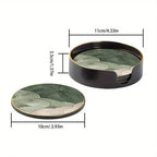 S Green and White Layered Glass Coasters - Anti-slip, Heat-resistant, Waterproof Table Protectors for... - House Of Avana [[SKU:HOA-TBL-012]]