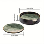 S Green and White Layered Glass Coasters - Anti-slip, Heat-resistant, Waterproof Table Protectors for... - House Of Avana