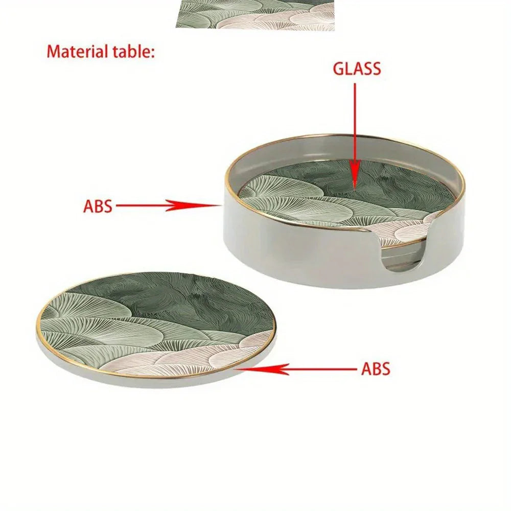 S Green and White Layered Glass Coasters - Anti-slip, Heat-resistant, Waterproof Table Protectors for... - House Of Avana