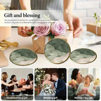 S Green and White Layered Glass Coasters - Anti-slip, Heat-resistant, Waterproof Table Protectors for... - House Of Avana