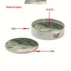 S Green and White Layered Glass Coasters - Anti-slip, Heat-resistant, Waterproof Table Protectors for... - House Of Avana