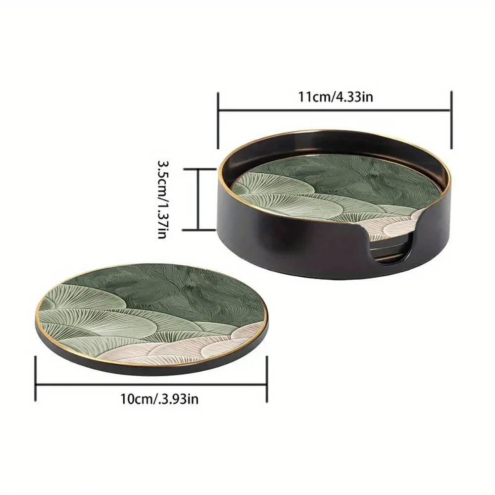 S Green and White Layered Glass Coasters - Anti-slip, Heat-resistant, Waterproof Table Protectors for... - House Of Avana