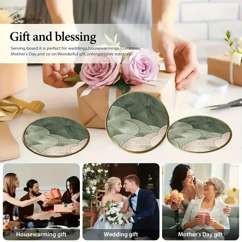 S Green and White Layered Glass Coasters - Anti-slip, Heat-resistant, Waterproof Table Protectors for... - House Of Avana