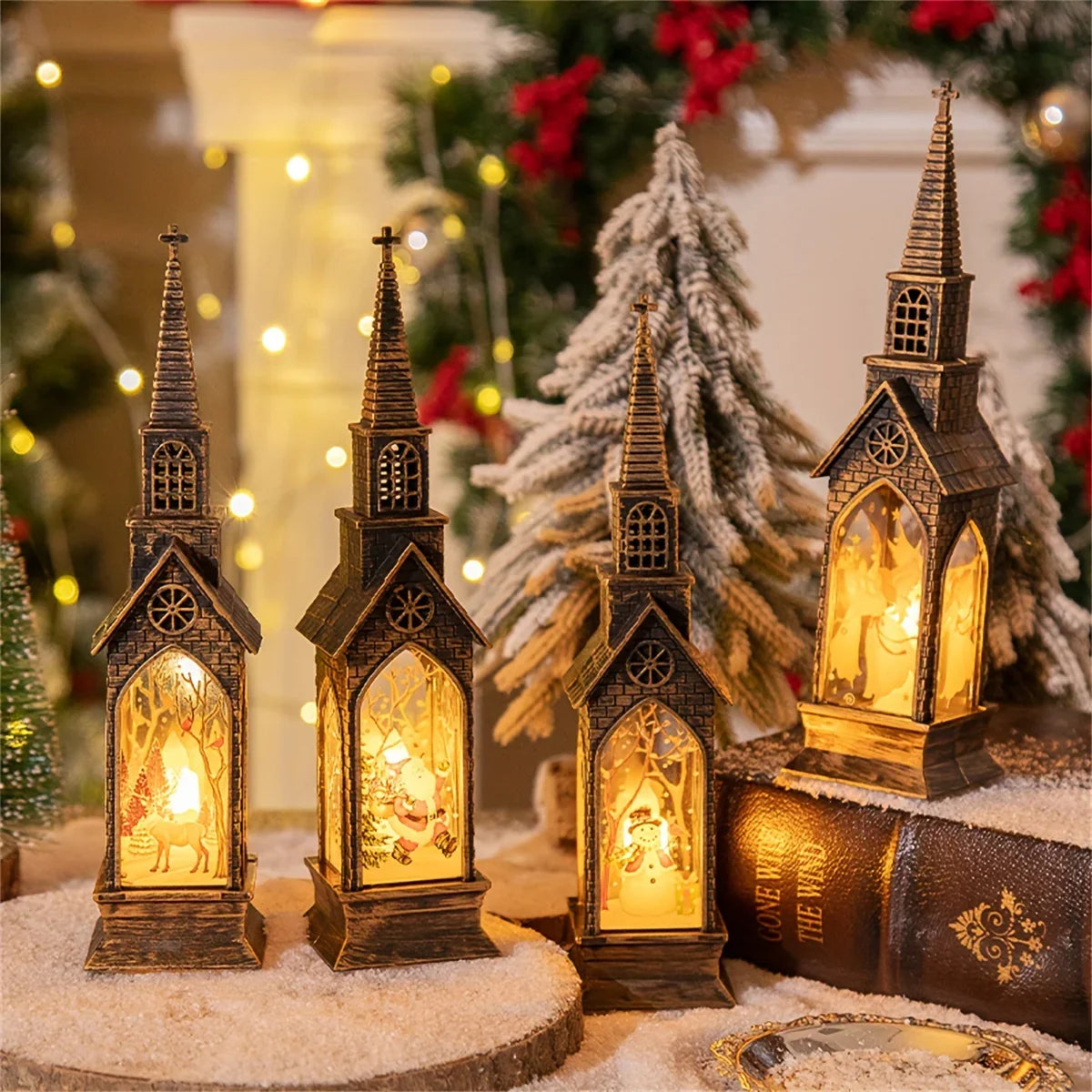 4pcs LED Electronic Candle Lights - Smart Holiday Decor with Realistic Flame Effect, Battery-Powered (Batteries Not Included) for Christmas, New Year, Autumn & Winter - Fireplace & Bedroom Night Lights, Festive Ornaments, Can House Of Avana