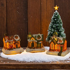 4pcs of Christmas Decorations Resin Small House Micro Landscape Christmas Creative Luminous Small House New Year Gifts Christmas Gifts Desktop Decoration Small Ornaments The Best Gift for Friends And Family House Of Avana