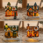 4pcs of Christmas Decorations Resin Small House Micro Landscape Christmas Creative Luminous Small House New Year Gifts Christmas Gifts Desktop Decoration Small Ornaments The Best Gift for Friends And Family House Of Avana