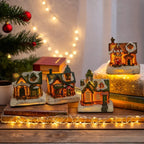 4pcs of Christmas Decorations Resin Small House Micro Landscape Christmas Creative Luminous Small House New Year Gifts Christmas Gifts Desktop Decoration Small Ornaments The Best Gift for Friends And Family House Of Avana