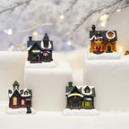 4pcs of Christmas Decorations Resin Small House Micro Landscape Christmas Creative Luminous Small House New Year Gifts Christmas Gifts Desktop Decoration Small Ornaments The Best Gift for Friends And Family House Of Avana