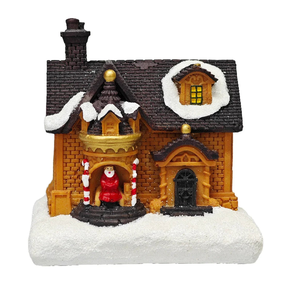 4pcs of Christmas Decorations Resin Small House Micro Landscape Christmas Creative Luminous Small House New Year Gifts Christmas Gifts Desktop Decoration Small Ornaments The Best Gift for Friends And Family House Of Avana