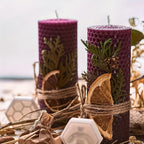 4pcs Purple/Blue/Red/Yellow Beeswax Candles in Gift Box - Oval Single-Wick Honey Scented Candles with Dried Flowers, Ideal for Christmas, Halloween, Easter, Hanukkah, Thanksgiving Table Decor & Night Lighting, Candle Holder D House Of Avana