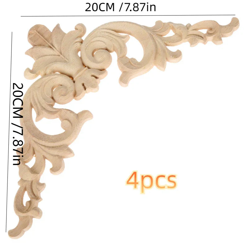 S Rustic Wooden Carvings, Unfinished Wood Corner Stickers, Vintage Ornate Carvings for Doors, Cabinets,... - House Of Avana