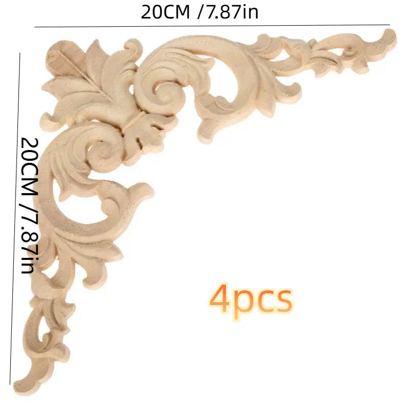 S Rustic Wooden Carvings, Unfinished Wood Corner Stickers, Vintage Ornate Carvings for Doors, Cabinets,... - House Of Avana [[SKU:HOA-WRD-002]]