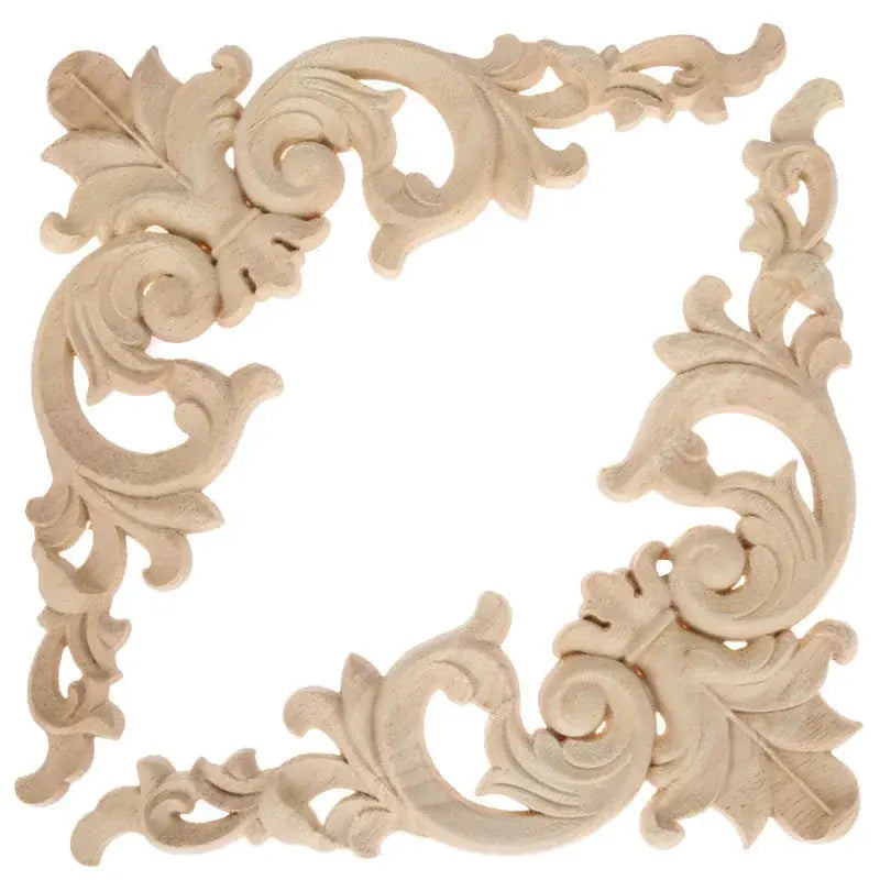 S Rustic Wooden Carvings, Unfinished Wood Corner Stickers, Vintage Ornate Carvings for Doors, Cabinets,... - House Of Avana [[SKU:HOA-WRD-002]]