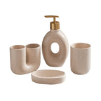4pcs Set, Ceramic Bathroom Set, U-Shaped Toothbrush Holder, Mouthwash Cup, Soap Dish, Hand Wash Dispenser, Suitable for Gifting, Bathroom Decoration House Of Avana