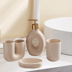 4pcs Set, Ceramic Bathroom Set, U-Shaped Toothbrush Holder, Mouthwash Cup, Soap Dish, Hand Wash Dispenser, Suitable for Gifting, Bathroom Decoration House Of Avana