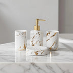 S Set of Marble Pattern, Ceramic Bathroom Toiletry Set, Mouthwash Cup, Toothbrush Cup, Lotion Bottle,... - House Of Avana [[SKU:HOA-TUM-003]]
