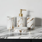 S Set of Marble Pattern, Ceramic Bathroom Toiletry Set, Mouthwash Cup, Toothbrush Cup, Lotion Bottle,... - House Of Avana [[SKU:HOA-TUM-003]]