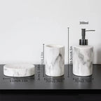 S Set of Marble Pattern, Ceramic Bathroom Toiletry Set, Mouthwash Cup, Toothbrush Cup, Lotion Bottle,... - House Of Avana [[SKU:HOA-TUM-003]]