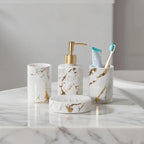 S Set of Marble Pattern, Ceramic Bathroom Toiletry Set, Mouthwash Cup, Toothbrush Cup, Lotion Bottle,... - House Of Avana