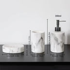 S Set of Marble Pattern, Ceramic Bathroom Toiletry Set, Mouthwash Cup, Toothbrush Cup, Lotion Bottle,... - House Of Avana