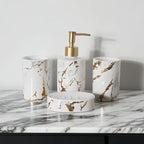 S Set of Marble Pattern, Ceramic Bathroom Toiletry Set, Mouthwash Cup, Toothbrush Cup, Lotion Bottle,... - House Of Avana