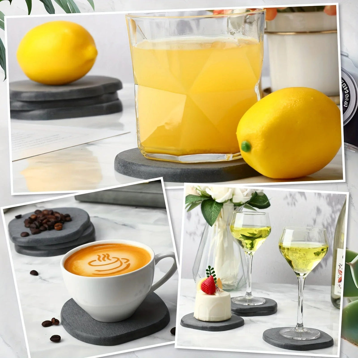 S Waterproof Quick-dry Coaster Set, Coffee Bar Desk Decor Essential, Stone Design Repels Stains, Fashion... - House Of Avana [[SKU:HOA-DSK-006]]
