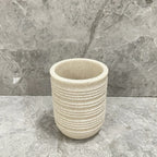 [4pcs Wooden Bathroom Set] Four-piece Wooden Bathroom Set | Wood Grain Water Transfer Print Nozzle Beige Sandstone Lotion Bottle Mouth Cup Toothbrush Holder Toilet Brush with Wooden Handle House Of Avana