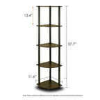 5-Tier Corner Display Shelf Bookcase in Espresso & Black