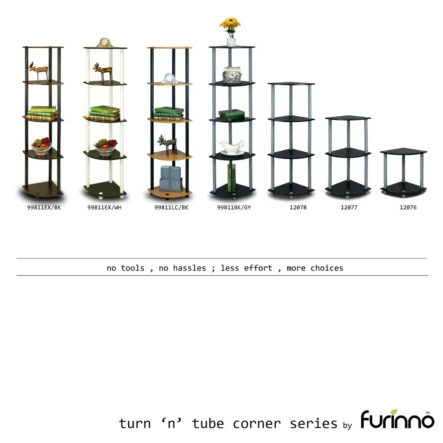 5-Tier Corner Display Shelf Bookcase in Espresso & Black