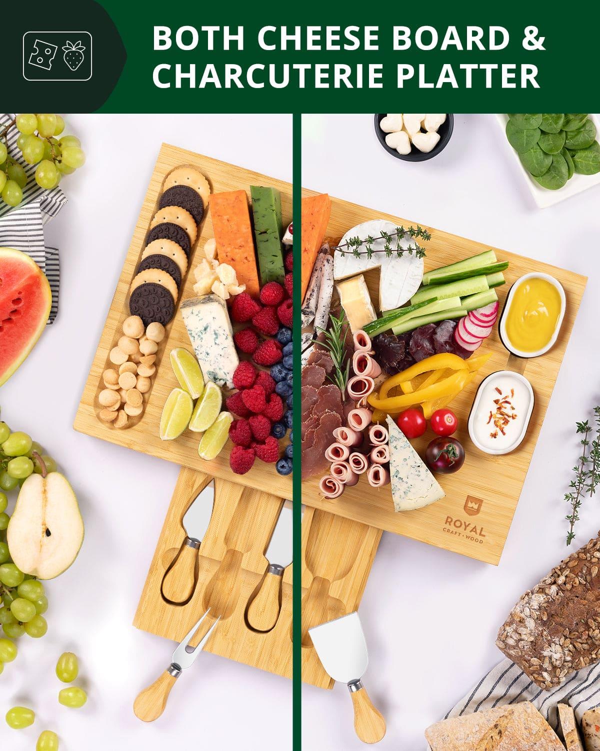 Cheese Board Set w/knives, 16.5“x11” Royal Craft Wood