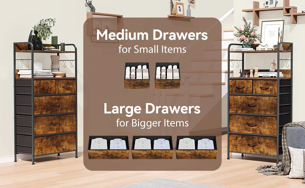 5-drawer Vertical Dresser with Spacious Storage - No Assembly Required Modern Fabric Tower Organizer... - House Of Avana