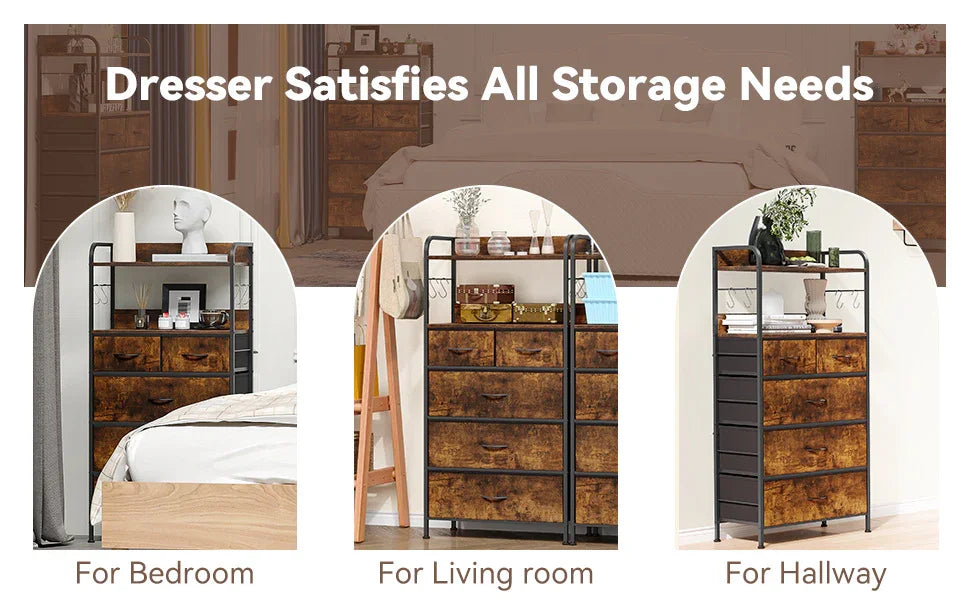 5-drawer Vertical Dresser with Spacious Storage - No Assembly Required Modern Fabric Tower Organizer... - House Of Avana