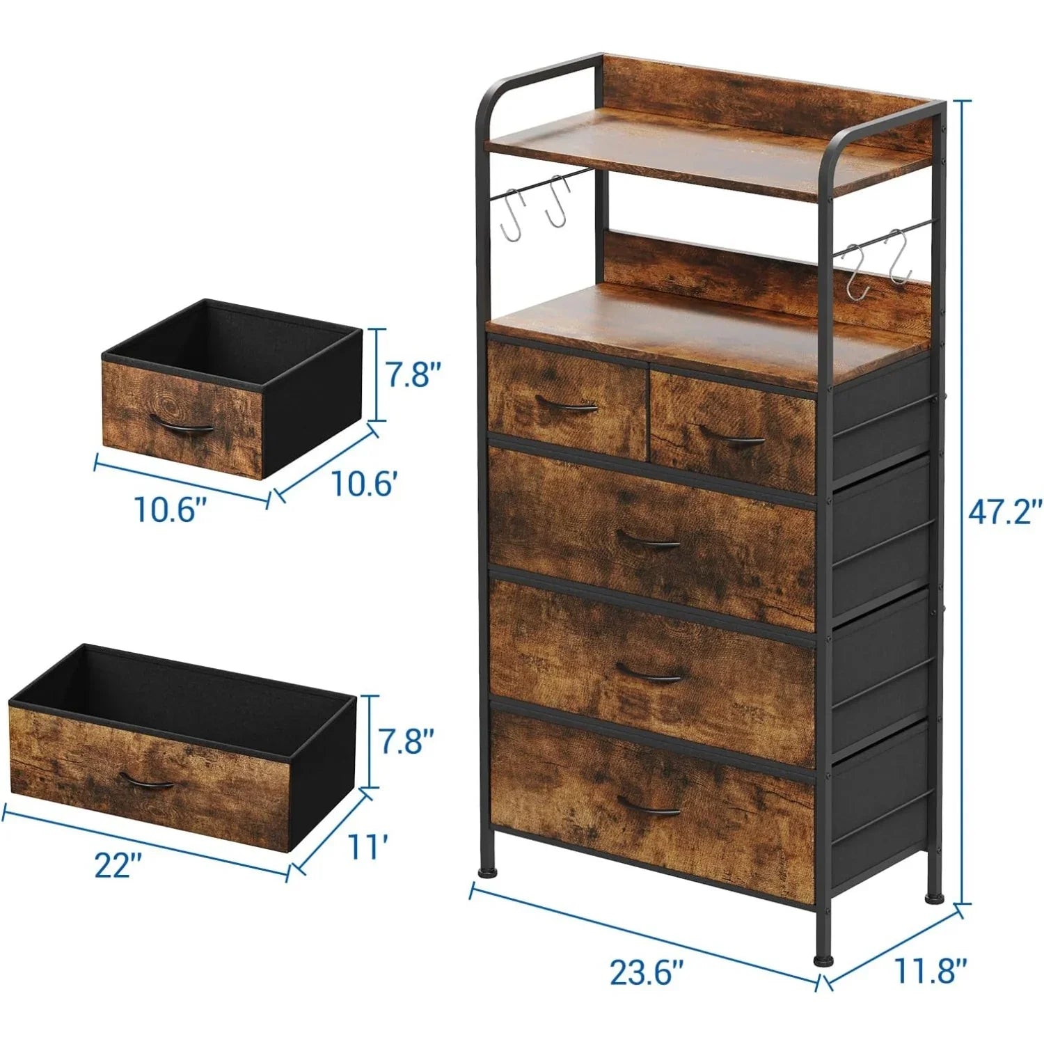 5-drawer Vertical Dresser with Spacious Storage - No Assembly Required Modern Fabric Tower Organizer... - House Of Avana