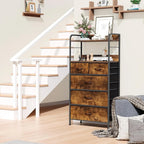 5-drawer Vertical Dresser with Spacious Storage - No Assembly Required Modern Fabric Tower Organizer... - House Of Avana
