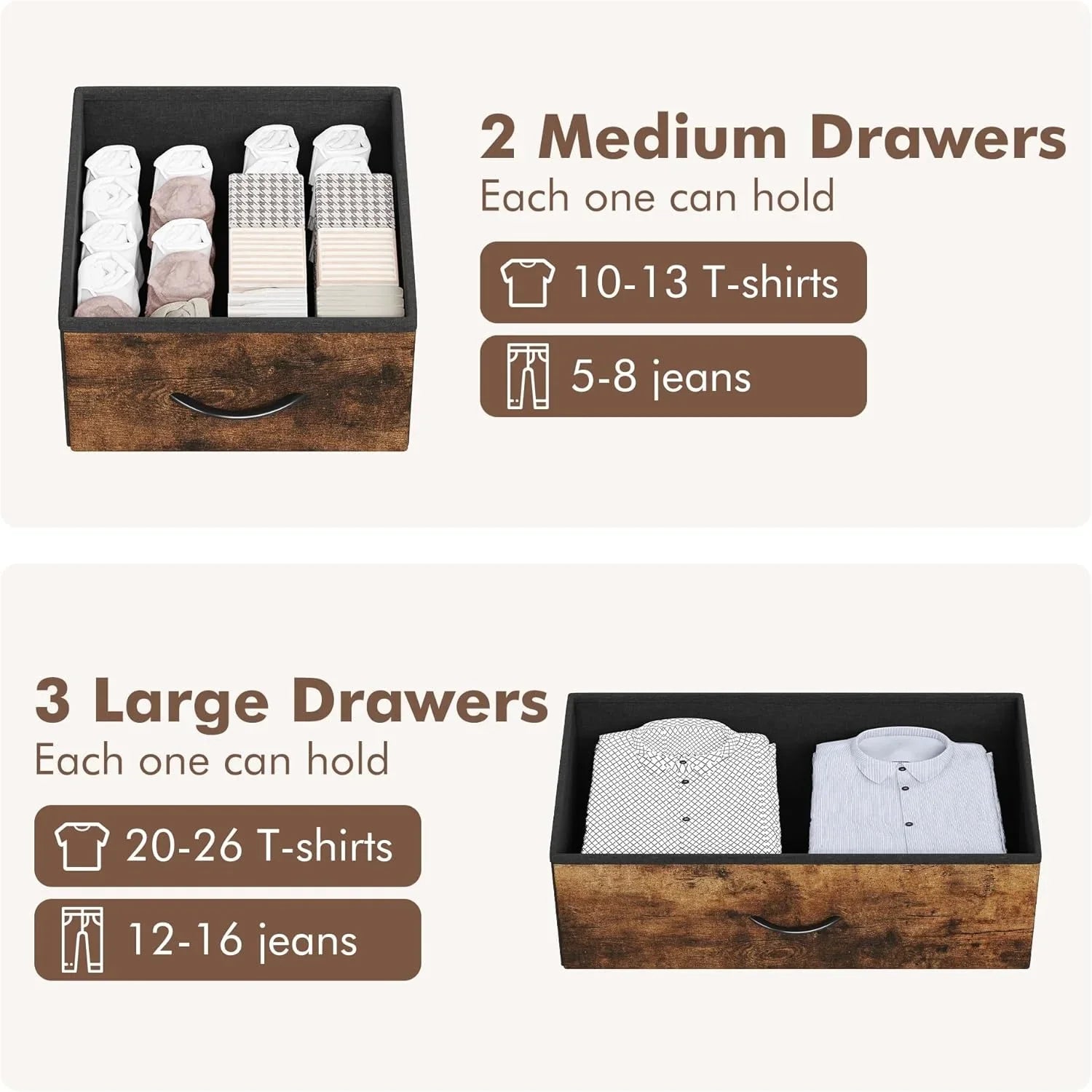 5-drawer Vertical Dresser with Spacious Storage - No Assembly Required Modern Fabric Tower Organizer... - House Of Avana