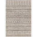 5 ft. x 8 ft. Black Off-White Chevron Coastal Boho Style Indoor Outdoor Area Rug