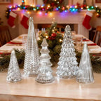 5pcs Luminous Christmas Tree Statue Ornament - Golden Silvery Luminous Christmas Tree, Exquisite Christmas Festival Decoration Ornament&Plaque - Suitable for Room Desktop Home Decoration - Suitable for Black Friday Home Party House Of Avana
