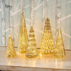 5pcs Luminous Christmas Tree Statue Ornament - Golden Silvery Luminous Christmas Tree, Exquisite Christmas Festival Decoration Ornament&Plaque - Suitable for Room Desktop Home Decoration - Suitable for Black Friday Home Party House Of Avana