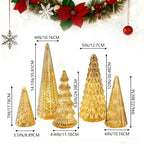 5pcs Luminous Christmas Tree Statue Ornament - Golden Silvery Luminous Christmas Tree, Exquisite Christmas Festival Decoration Ornament&Plaque - Suitable for Room Desktop Home Decoration - Suitable for Black Friday Home Party House Of Avana