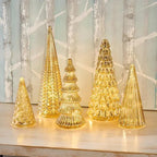 5pcs Luminous Christmas Tree Statue Ornament - Golden Silvery Luminous Christmas Tree, Exquisite Christmas Festival Decoration Ornament&Plaque - Suitable for Room Desktop Home Decoration - Suitable for Black Friday Home Party House Of Avana