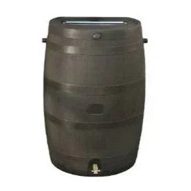 50-Gallon Brown Rain Water Collection Barrel with Brass Spigot