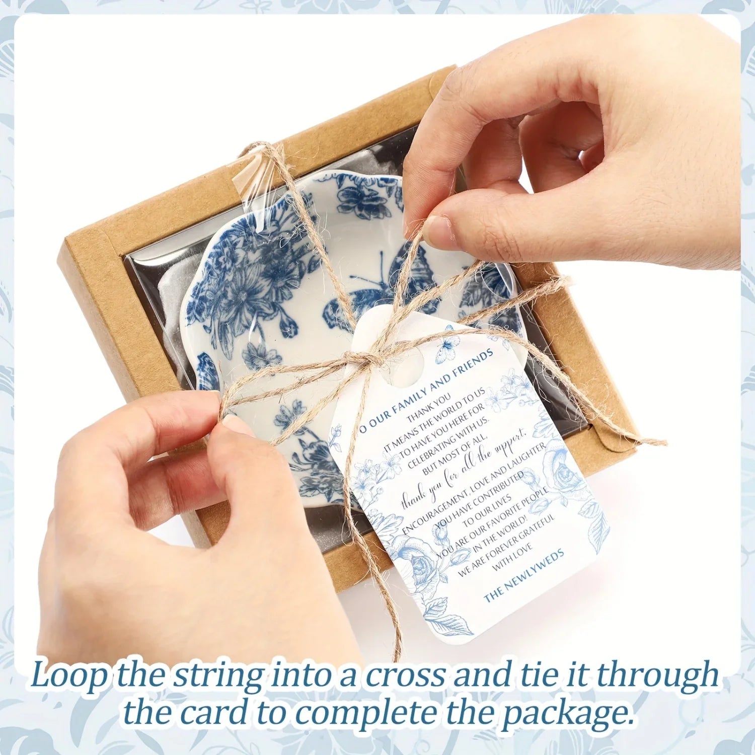 Blue 50 Pack Wedding Favors for Guests Small Ceramic Bowls Bulk Gifts Set 3.3 Inch Floral Design Mini Dipping Bowl Sauce Dish with Cards Box for Party Shower Favor Souvenir Halloween Christmas House Of Avana