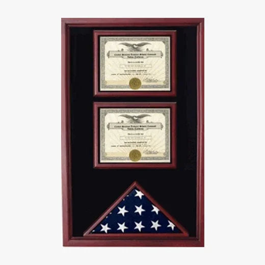 2 Certificates Flag Display case - Black.