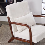 Mid-Century Modern Accent Chair, Arm Chair Living Room Chairs with Pillow Upholstered Reading Chair with Solid Wood Frame & Living Room Bedroom Balcony (beige) Streamdale Furniture