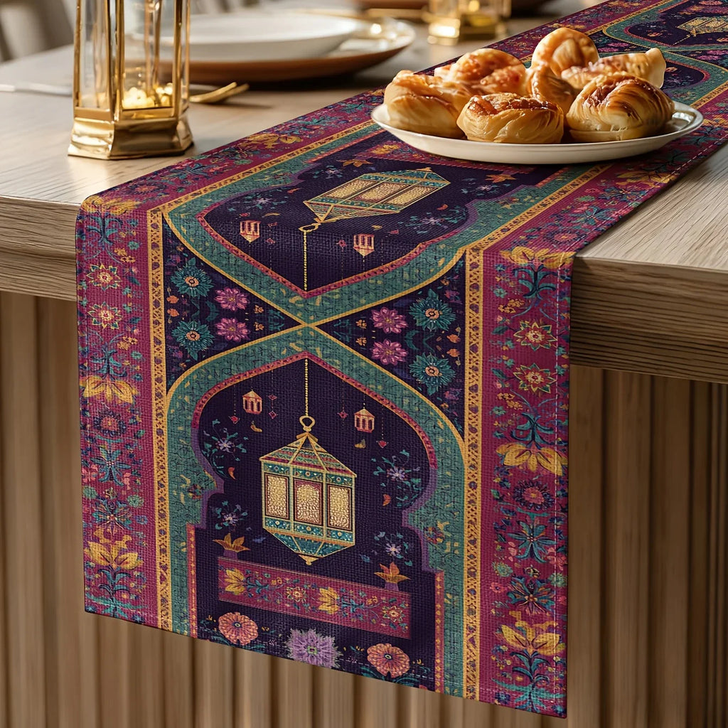 Table Runner - Vintage Polyester Ramadan Lantern