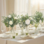 50pcs Realistic Artificial Eucalyptus & Flowers Set – 4 Leaf Types, Assorted Faux Greenery for Rustic DIY Floral Decor, Perfect for Weddings, Engagements, and Home Decor, Artificial Outdoor Flowers House Of Avana