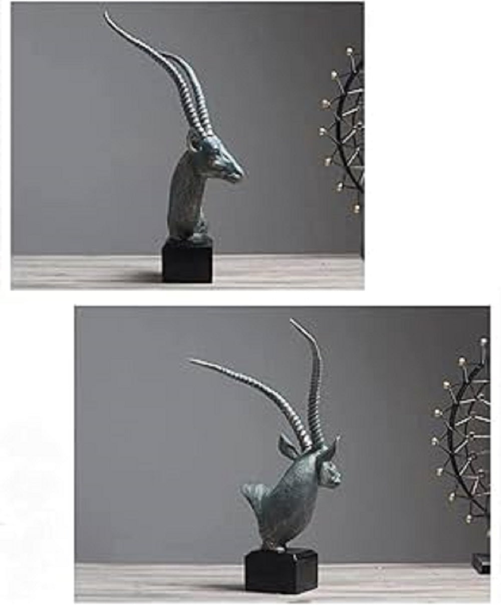 Antelope Head Sculpture – Gray Resin [[SKU:HOA-SCU-541]]