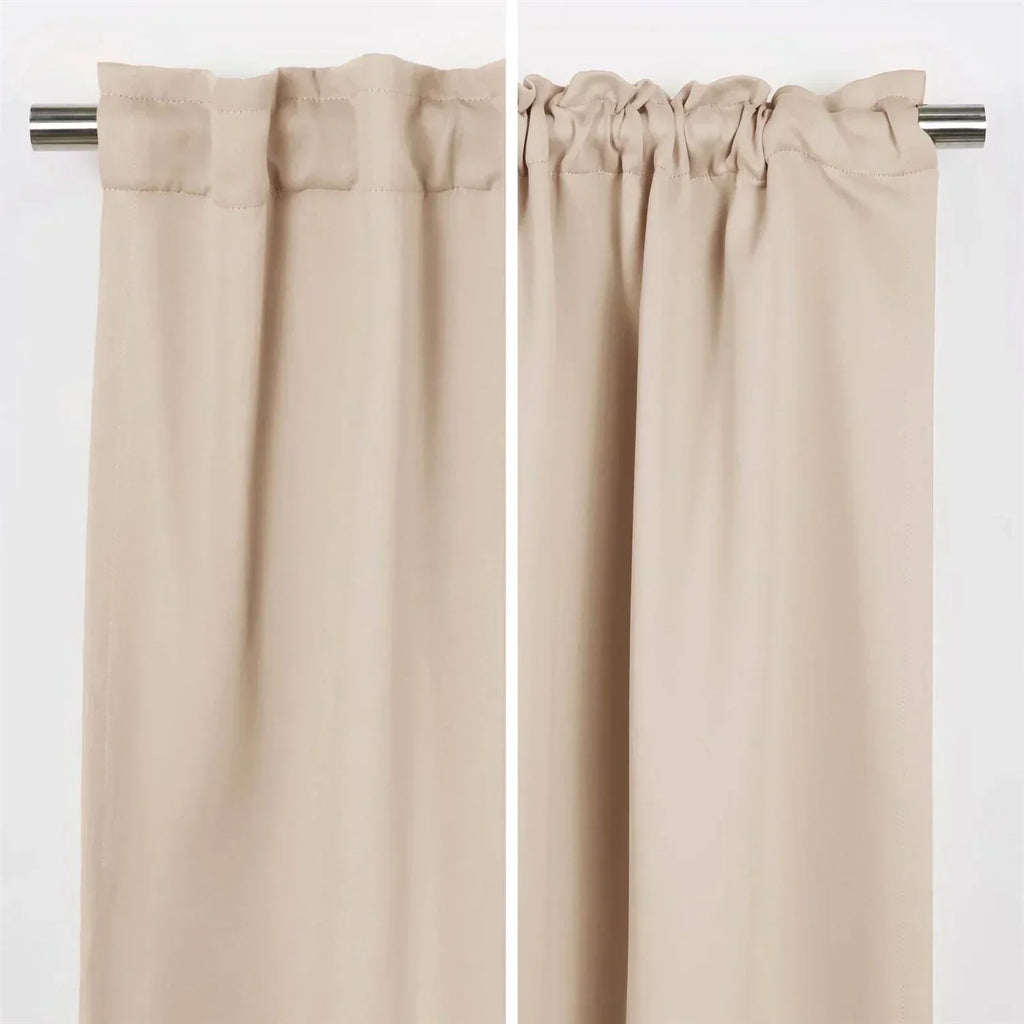 52 x 108 inch Solid Beige Cream Thermal Blackout Curtain Panels - Set of 2